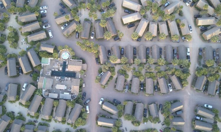 Neighborhood with a row of homes